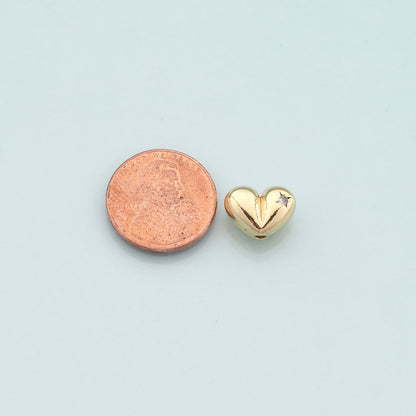 Gold Heart Beads Charms,18K Gold Filled Heart Spacer beads Bracelet Necklace for DIY Jewelry Making Supply