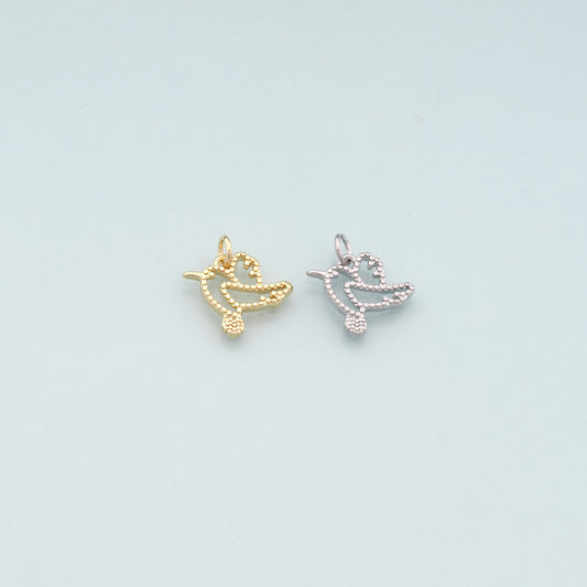Gold Animal Charms,18K Gold Filled Bird Pendant,CZ Micro Pave Bird Charm Bracelet Necklace for DIY Jewelry Making Supply