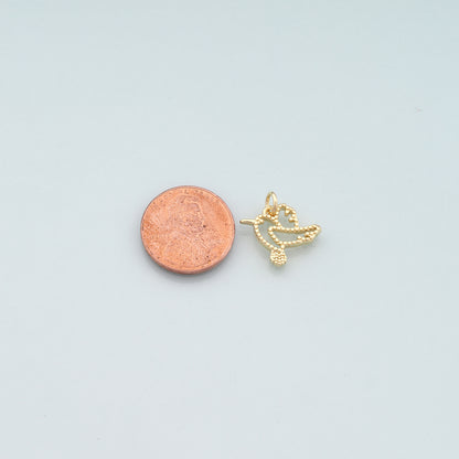Gold Animal Charms,18K Gold Filled Bird Pendant,CZ Micro Pave Bird Charm Bracelet Necklace for DIY Jewelry Making Supply