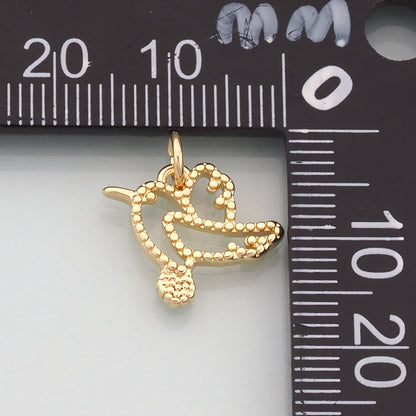 Gold Animal Charms,18K Gold Filled Bird Pendant,CZ Micro Pave Bird Charm Bracelet Necklace for DIY Jewelry Making Supply