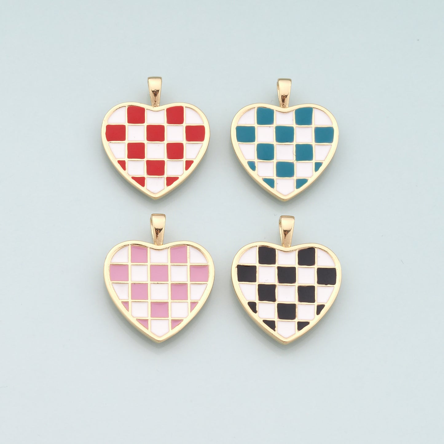 Gold Heart Charms,18K Gold Filled Heart Pendant,Enamel Heart Charm Bracelet Necklace for DIY Jewelry Making Supply