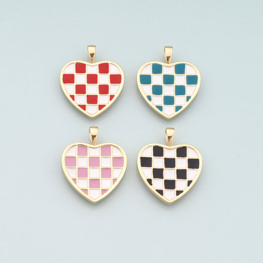 Gold Heart Charms,18K Gold Filled Heart Pendant,Enamel Heart Charm Bracelet Necklace for DIY Jewelry Making Supply