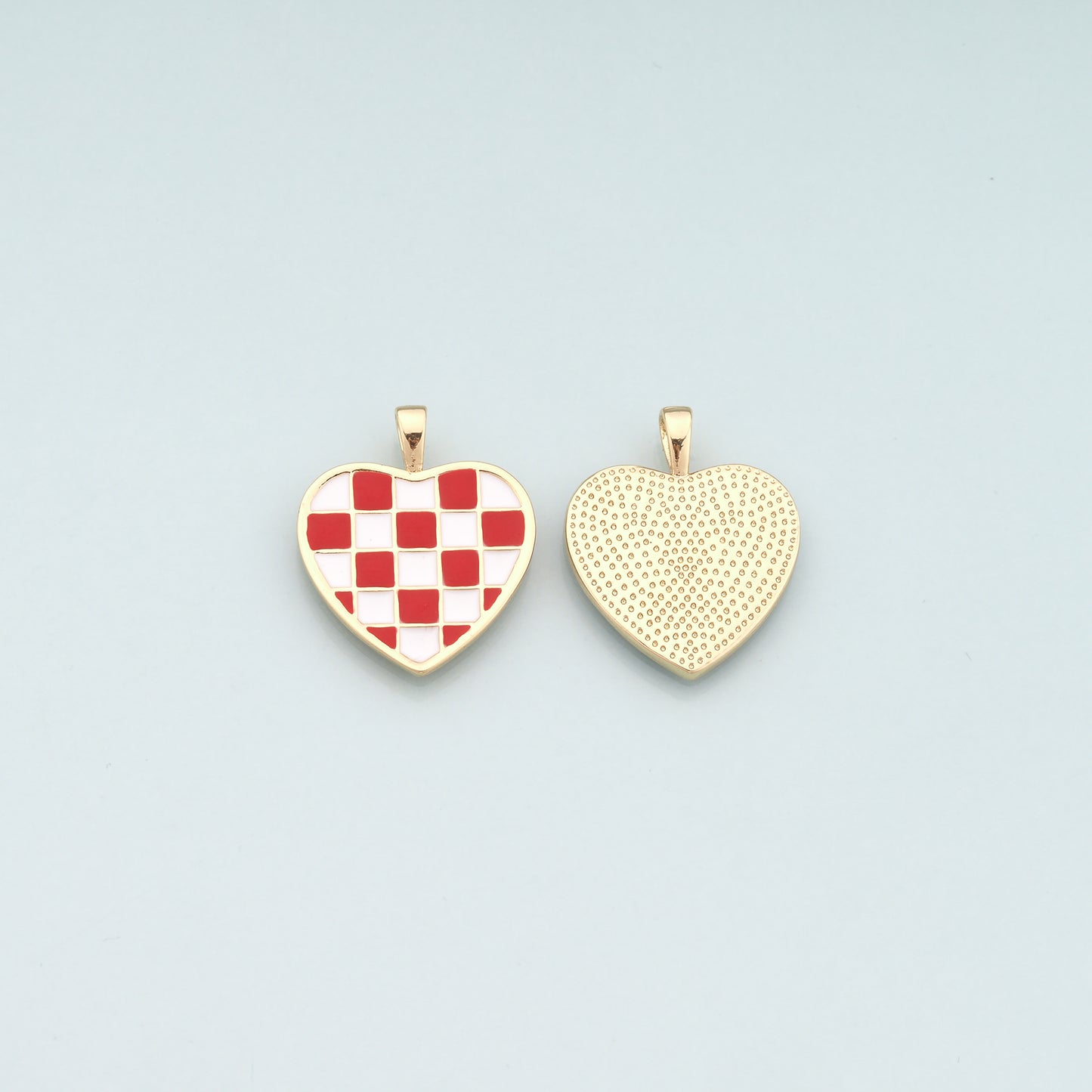 Gold Heart Charms,18K Gold Filled Heart Pendant,Enamel Heart Charm Bracelet Necklace for DIY Jewelry Making Supply