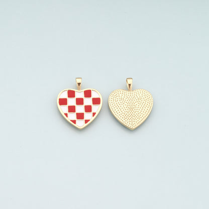 Gold Heart Charms,18K Gold Filled Heart Pendant,Enamel Heart Charm Bracelet Necklace for DIY Jewelry Making Supply