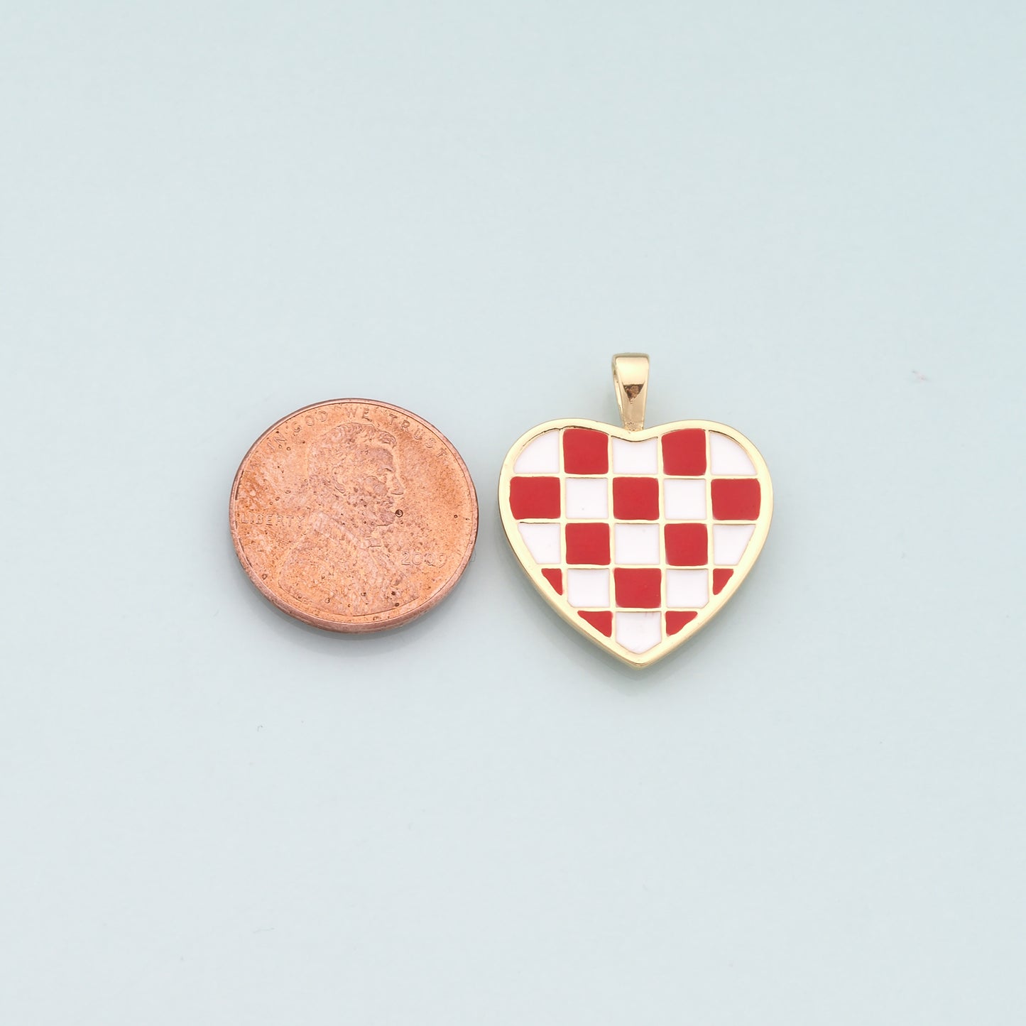 Gold Heart Charms,18K Gold Filled Heart Pendant,Enamel Heart Charm Bracelet Necklace for DIY Jewelry Making Supply