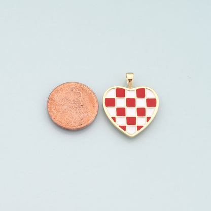 Gold Heart Charms,18K Gold Filled Heart Pendant,Enamel Heart Charm Bracelet Necklace for DIY Jewelry Making Supply