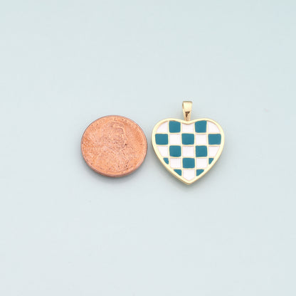 Gold Heart Charms,18K Gold Filled Heart Pendant,Enamel Heart Charm Bracelet Necklace for DIY Jewelry Making Supply
