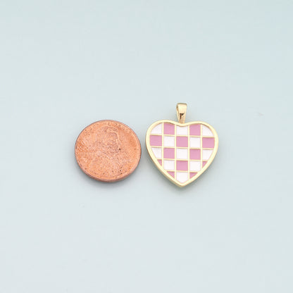 Gold Heart Charms,18K Gold Filled Heart Pendant,Enamel Heart Charm Bracelet Necklace for DIY Jewelry Making Supply