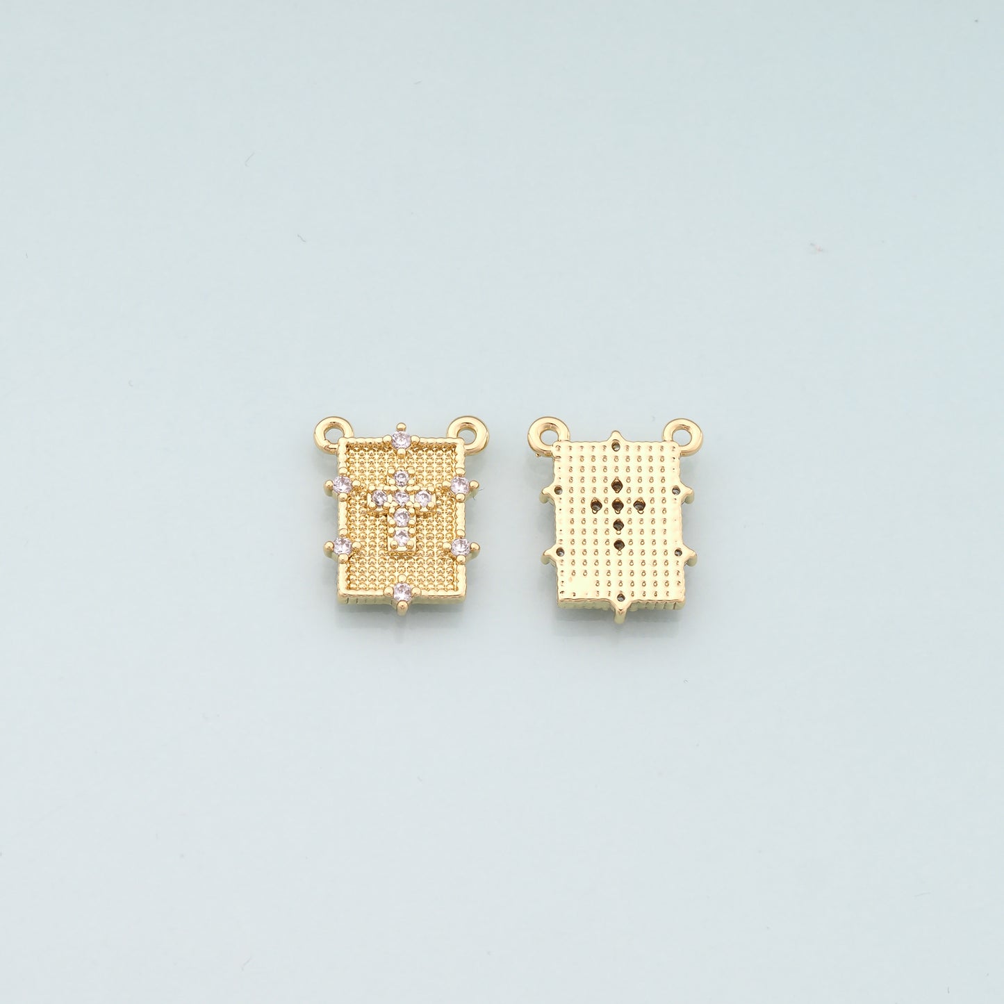 Gold Cross Charms,18K Gold Filled Cross Pendant,CZ Micro Pave Religion Charm Bracelet Necklace for DIY Jewelry Making Supply