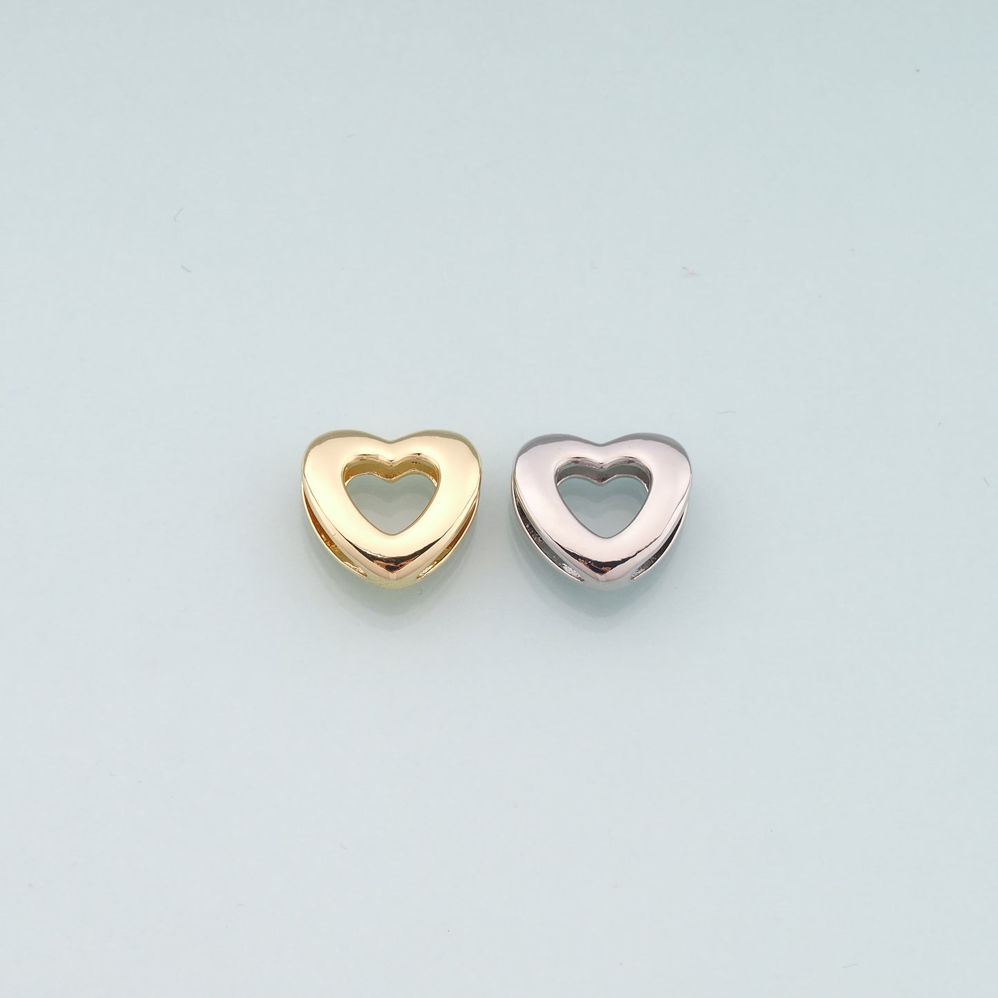 Gold Heart Beads Charms,18K Gold Filled Heart Spacer beads Bracelet Necklace for DIY Jewelry Making Supply