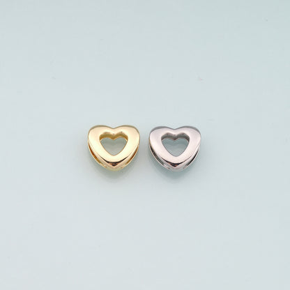 Gold Heart Beads Charms,18K Gold Filled Heart Spacer beads Bracelet Necklace for DIY Jewelry Making Supply