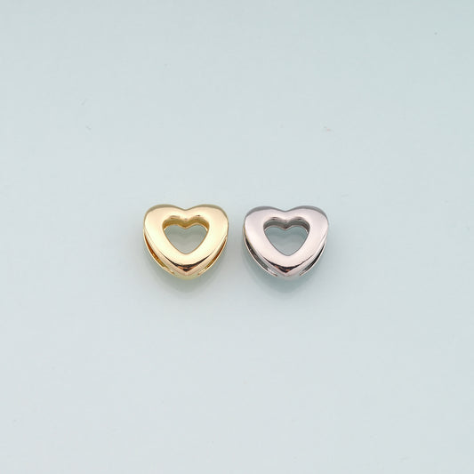 Gold Heart Beads Charms,18K Gold Filled Heart Spacer beads Bracelet Necklace for DIY Jewelry Making Supply