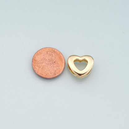 Gold Heart Beads Charms,18K Gold Filled Heart Spacer beads Bracelet Necklace for DIY Jewelry Making Supply