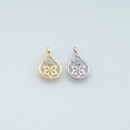 Gold Flower Charms,18K Gold Filled Flower Pendant,CZ Micro Pave Flower Charm Bracelet Necklace for DIY Jewelry Making Supply