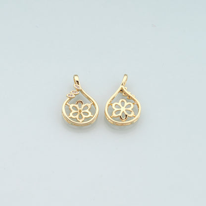 Gold Flower Charms,18K Gold Filled Flower Pendant,CZ Micro Pave Flower Charm Bracelet Necklace for DIY Jewelry Making Supply
