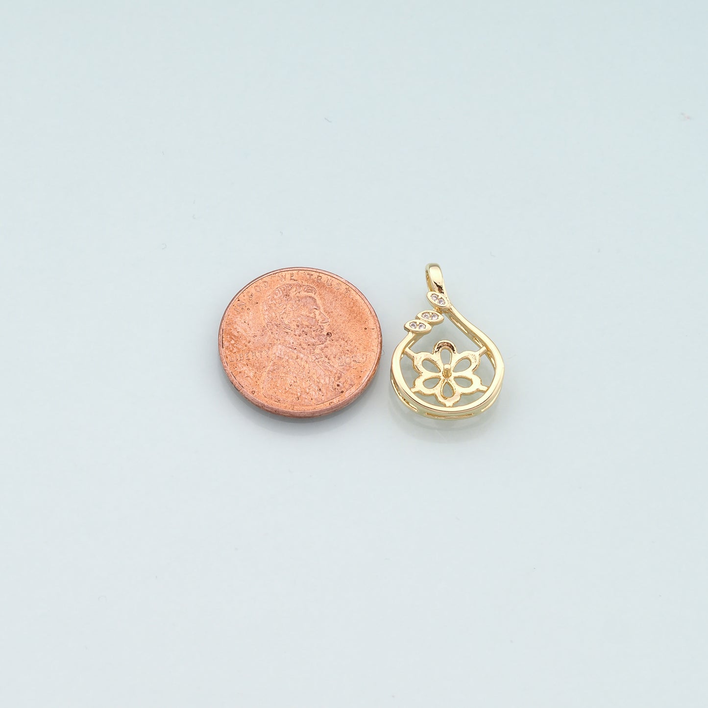 Gold Flower Charms,18K Gold Filled Flower Pendant,CZ Micro Pave Flower Charm Bracelet Necklace for DIY Jewelry Making Supply