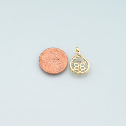 Gold Flower Charms,18K Gold Filled Flower Pendant,CZ Micro Pave Flower Charm Bracelet Necklace for DIY Jewelry Making Supply