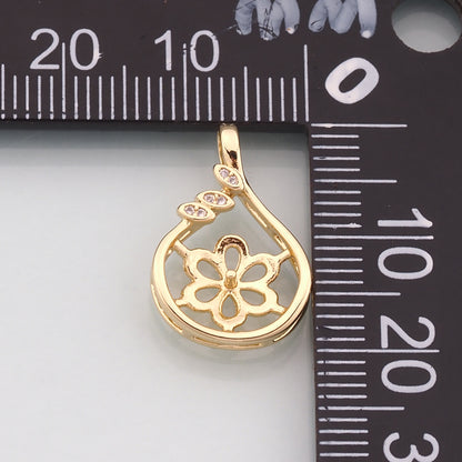 Gold Flower Charms,18K Gold Filled Flower Pendant,CZ Micro Pave Flower Charm Bracelet Necklace for DIY Jewelry Making Supply