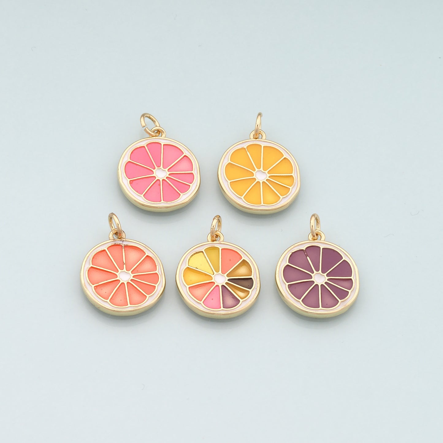 Gold Fruit Charm,18K Gold Filled Lemon Pendant,Enamel Lemon Charm Bracelet Necklace for DIY Jewelry Making Supply
