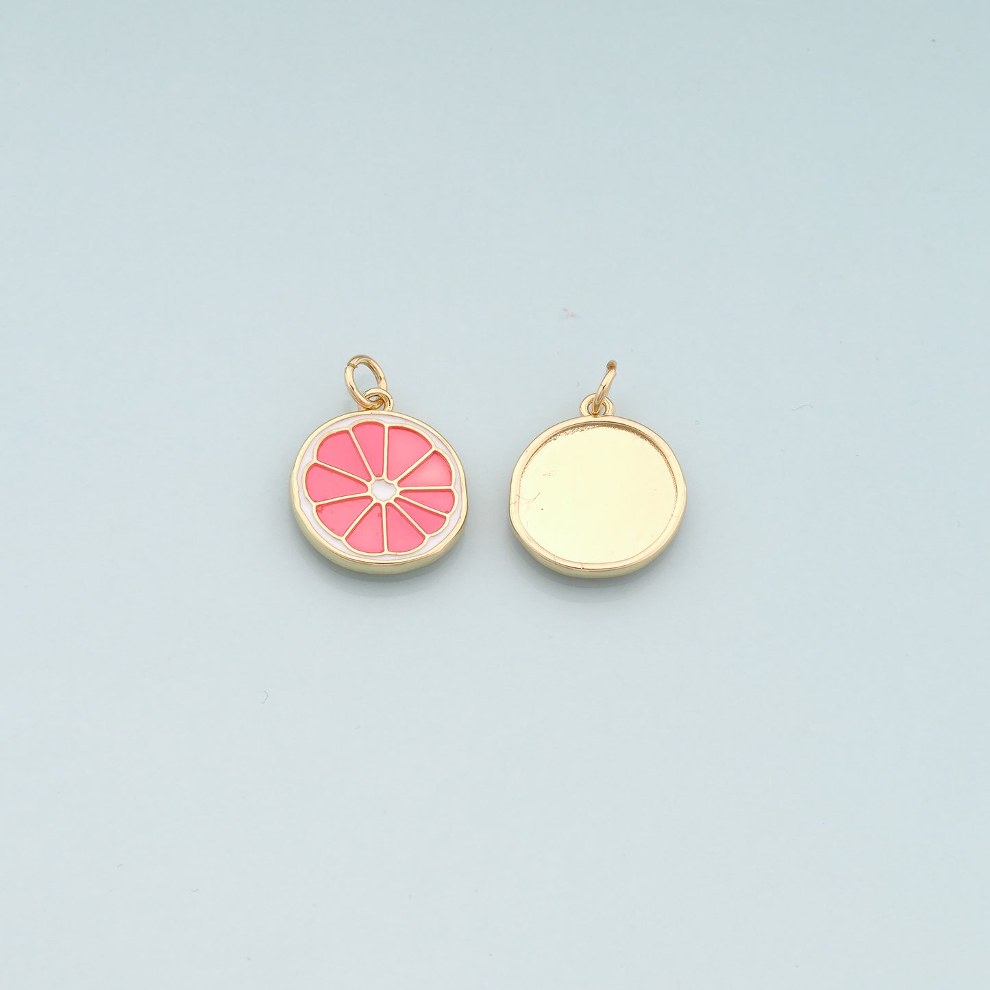 Gold Fruit Charm,18K Gold Filled Lemon Pendant,Enamel Lemon Charm Bracelet Necklace for DIY Jewelry Making Supply