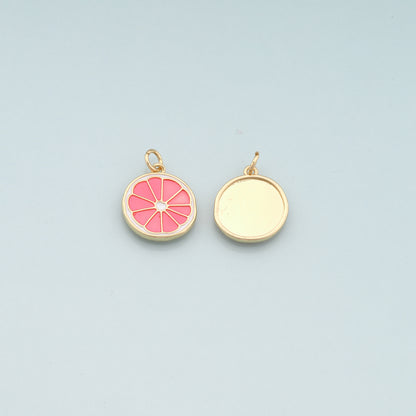 Gold Fruit Charm,18K Gold Filled Lemon Pendant,Enamel Lemon Charm Bracelet Necklace for DIY Jewelry Making Supply