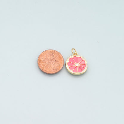 Gold Fruit Charm,18K Gold Filled Lemon Pendant,Enamel Lemon Charm Bracelet Necklace for DIY Jewelry Making Supply