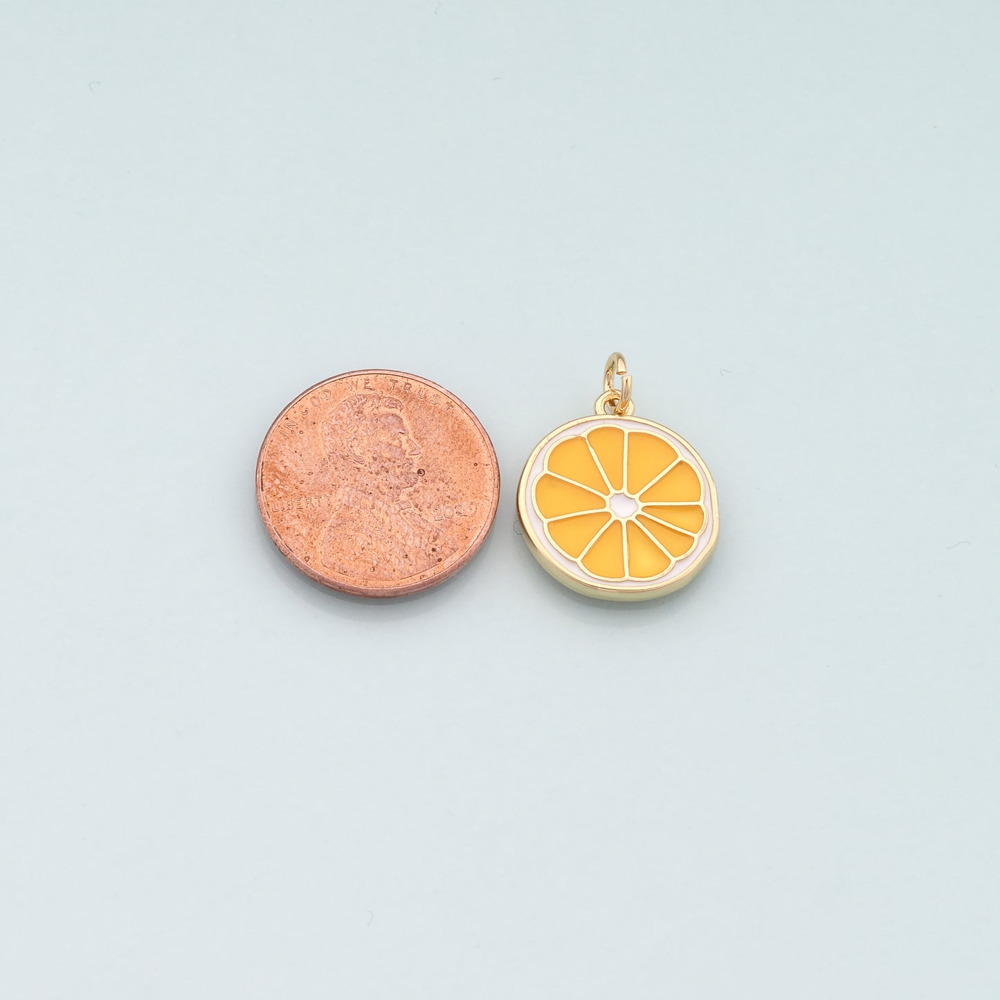Gold Fruit Charm,18K Gold Filled Lemon Pendant,Enamel Lemon Charm Bracelet Necklace for DIY Jewelry Making Supply