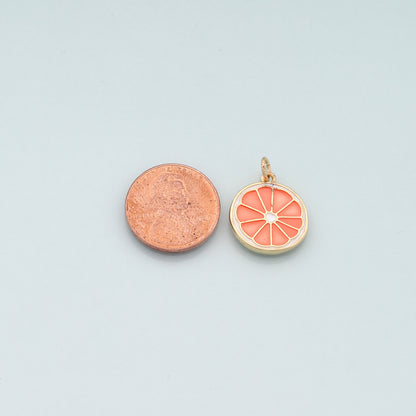 Gold Fruit Charm,18K Gold Filled Lemon Pendant,Enamel Lemon Charm Bracelet Necklace for DIY Jewelry Making Supply