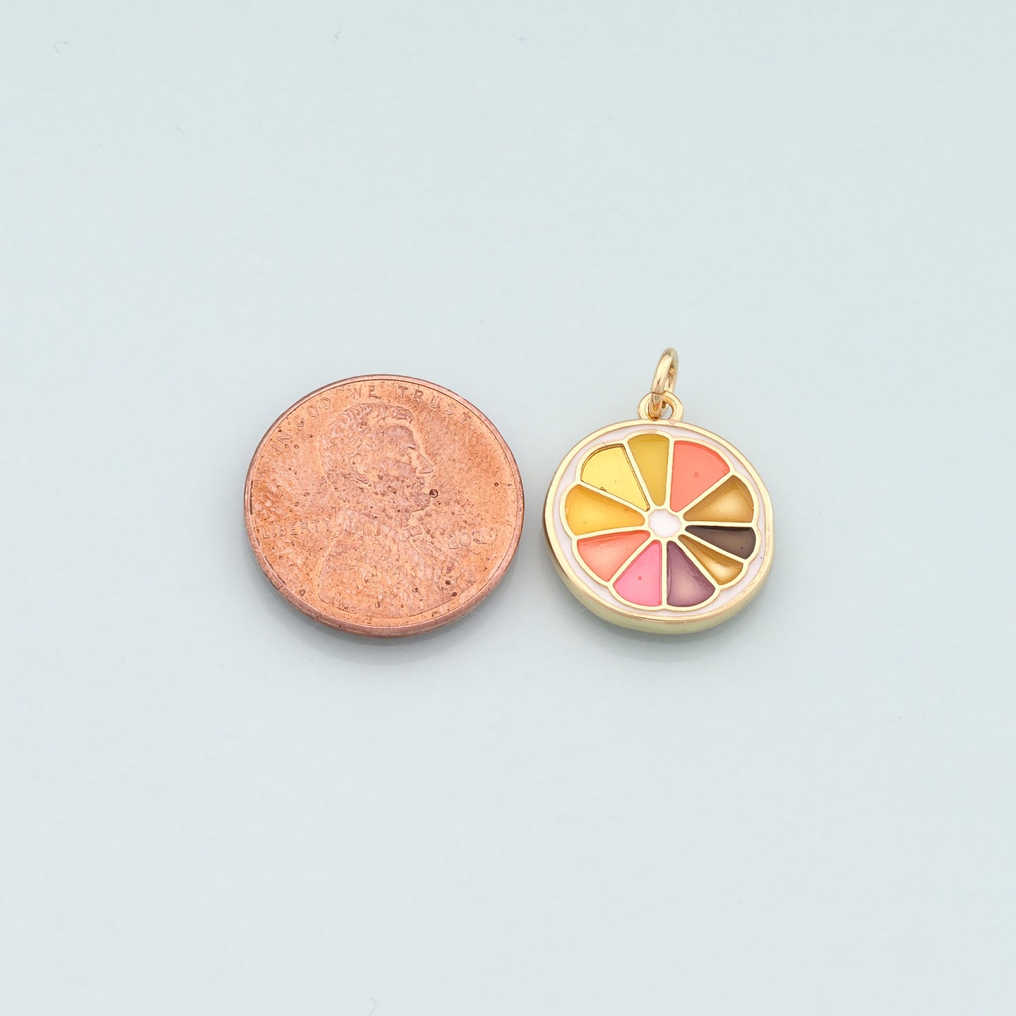 Gold Fruit Charm,18K Gold Filled Lemon Pendant,Enamel Lemon Charm Bracelet Necklace for DIY Jewelry Making Supply