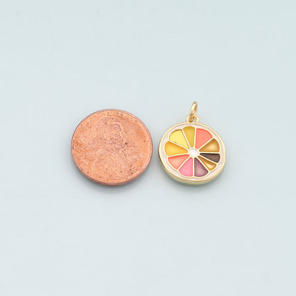 Gold Fruit Charm,18K Gold Filled Lemon Pendant,Enamel Lemon Charm Bracelet Necklace for DIY Jewelry Making Supply