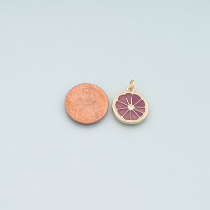 Gold Fruit Charm,18K Gold Filled Lemon Pendant,Enamel Lemon Charm Bracelet Necklace for DIY Jewelry Making Supply
