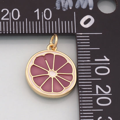 Gold Fruit Charm,18K Gold Filled Lemon Pendant,Enamel Lemon Charm Bracelet Necklace for DIY Jewelry Making Supply
