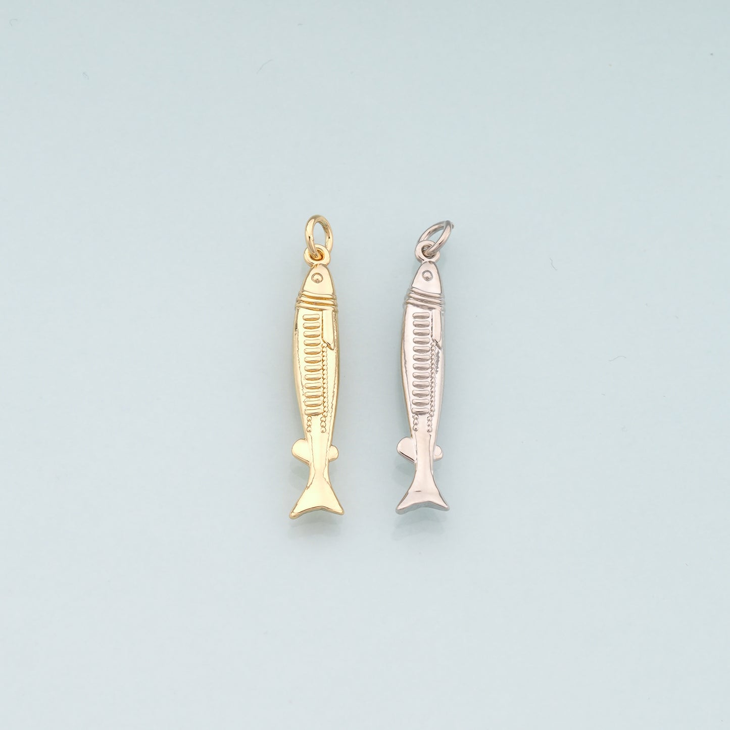 Gold Fish Charms,18K Gold Filled Fish Pendant,Ocean Charm Bracelet Necklace for DIY Jewelry Making Supply