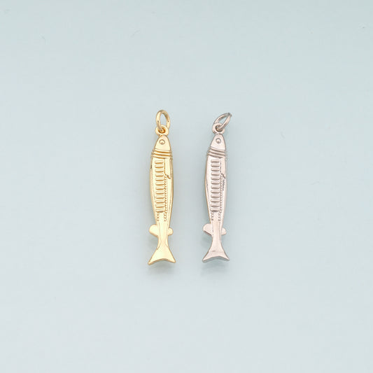 Gold Fish Charms,18K Gold Filled Fish Pendant,Ocean Charm Bracelet Necklace for DIY Jewelry Making Supply