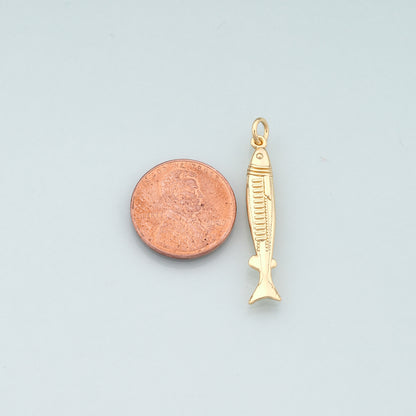 Gold Fish Charms,18K Gold Filled Fish Pendant,Ocean Charm Bracelet Necklace for DIY Jewelry Making Supply