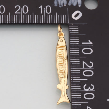 Gold Fish Charms,18K Gold Filled Fish Pendant,Ocean Charm Bracelet Necklace for DIY Jewelry Making Supply