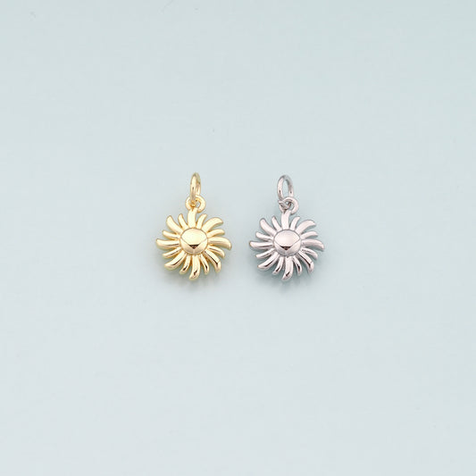Gold Sun Charms,18K Gold Filled Sun Pendant,Celestial Charm Bracelet Necklace for DIY Jewelry Making Supply
