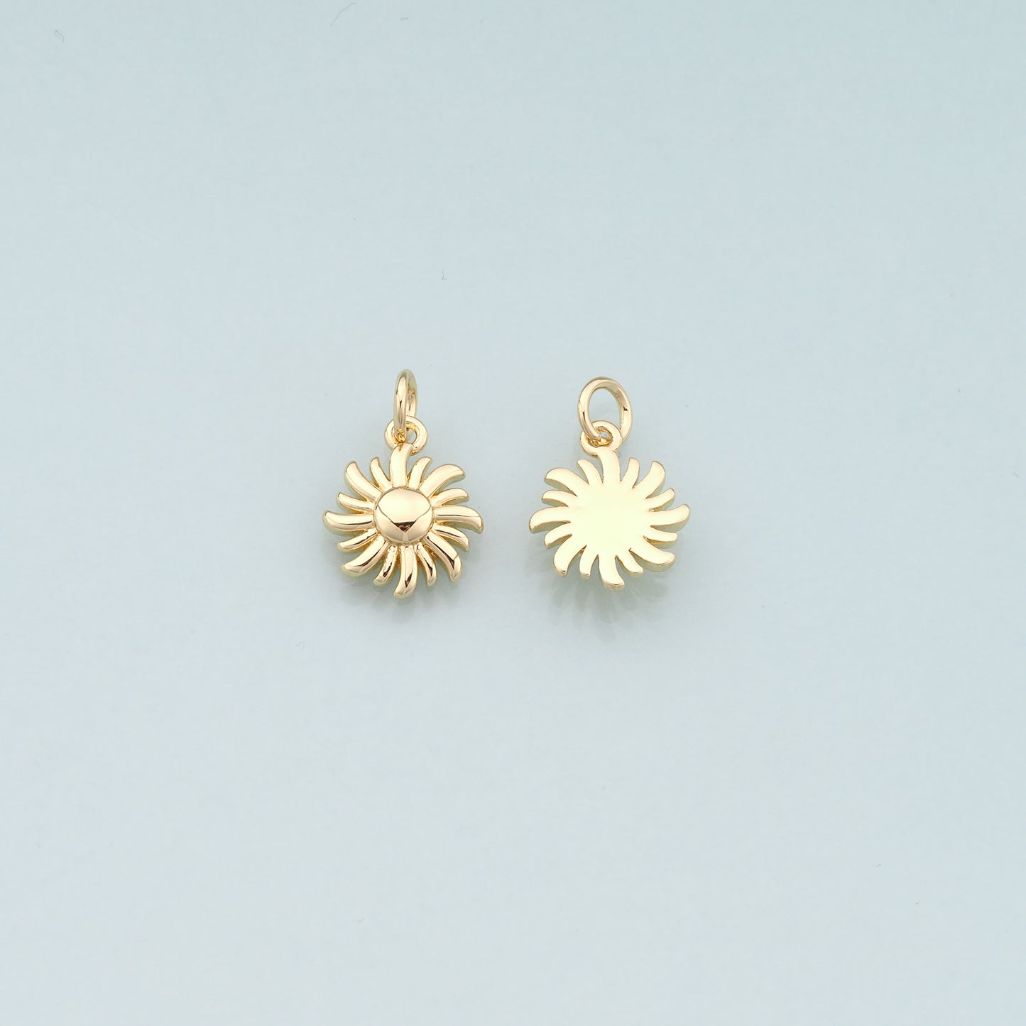 Gold Sun Charms,18K Gold Filled Sun Pendant,Celestial Charm Bracelet Necklace for DIY Jewelry Making Supply