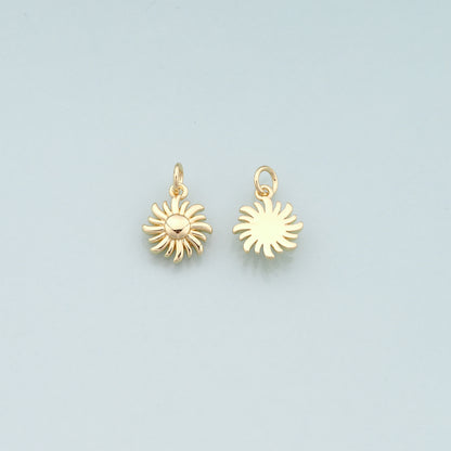 Gold Sun Charms,18K Gold Filled Sun Pendant,Celestial Charm Bracelet Necklace for DIY Jewelry Making Supply