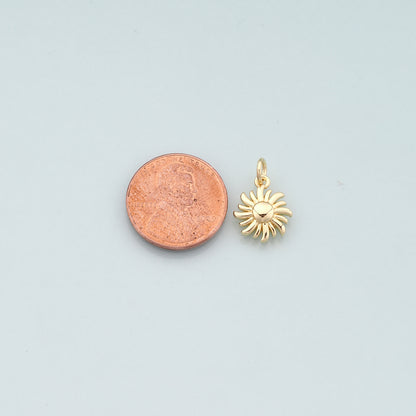 Gold Sun Charms,18K Gold Filled Sun Pendant,Celestial Charm Bracelet Necklace for DIY Jewelry Making Supply