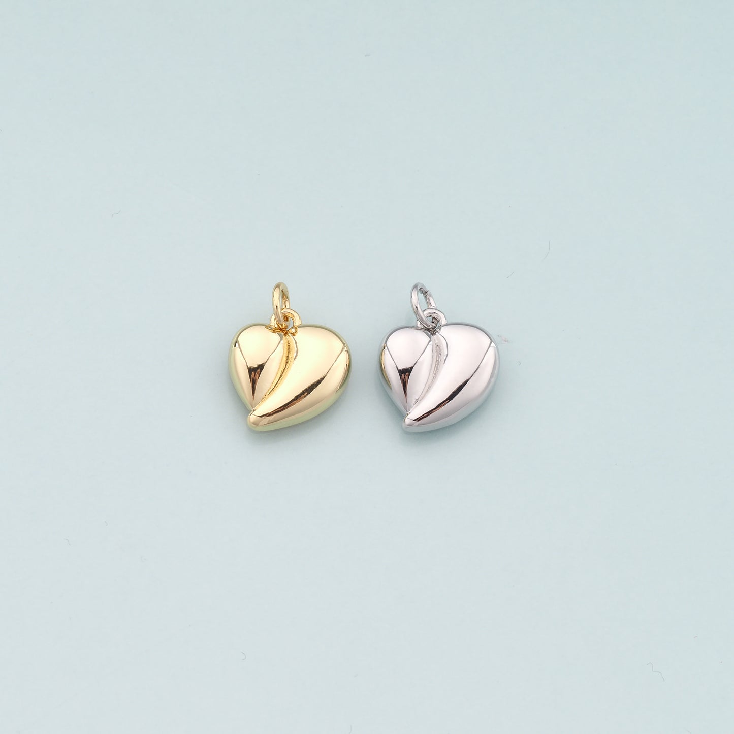 Gold Heart Charms,18K Gold Filled Heart Pendant,Dainty Heart Charm Bracelet Necklace for DIY Jewelry Making Supply