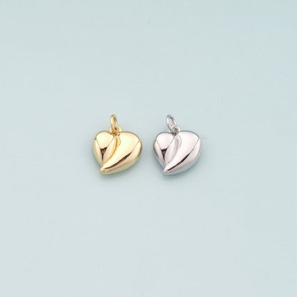 Gold Heart Charms,18K Gold Filled Heart Pendant,Dainty Heart Charm Bracelet Necklace for DIY Jewelry Making Supply