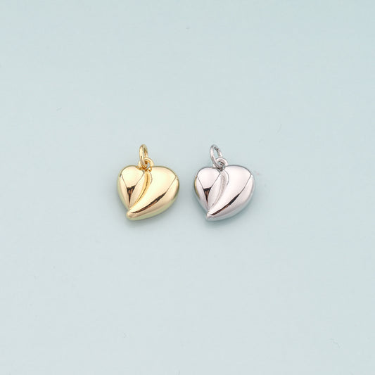 Gold Heart Charms,18K Gold Filled Heart Pendant,Dainty Heart Charm Bracelet Necklace for DIY Jewelry Making Supply