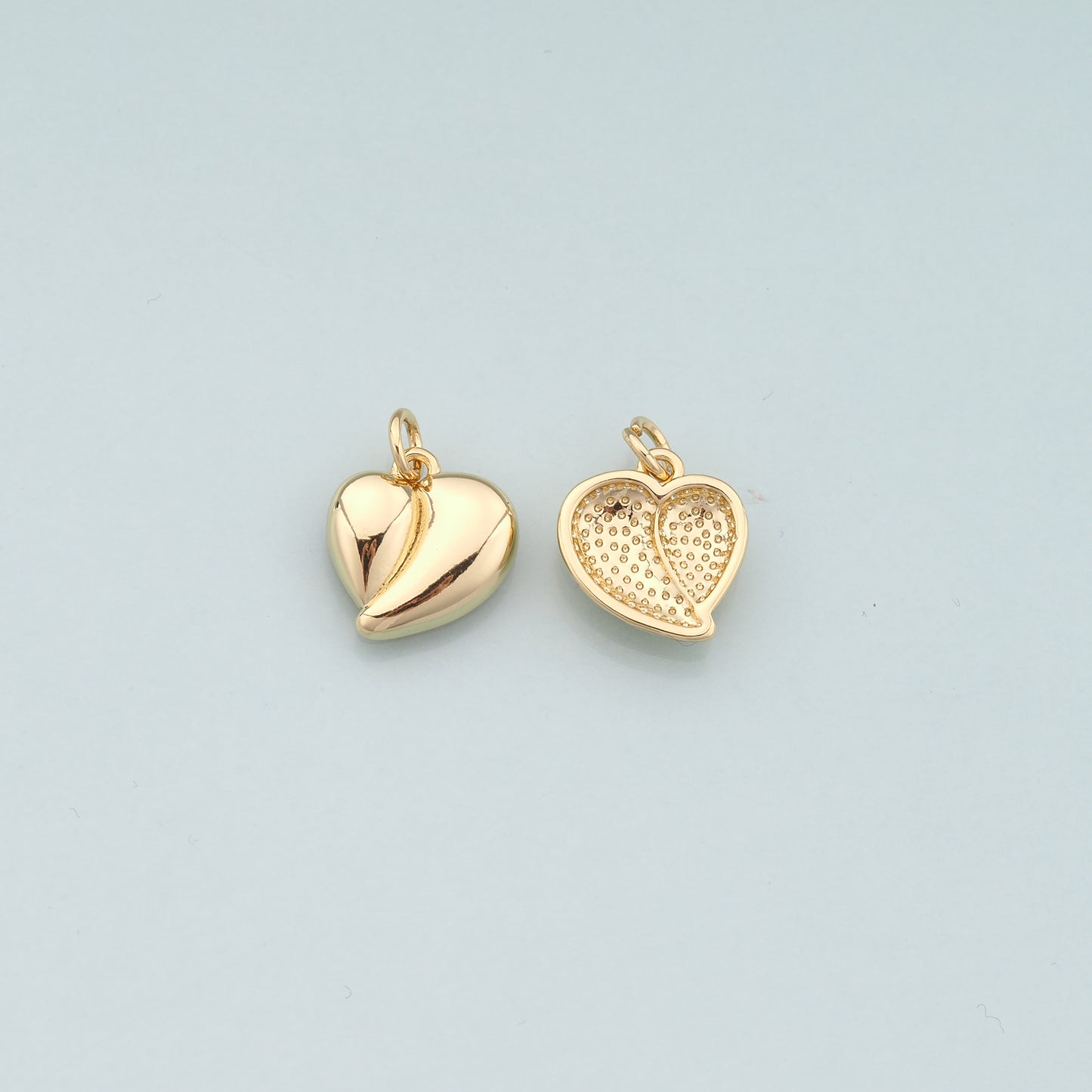 Gold Heart Charms,18K Gold Filled Heart Pendant,Dainty Heart Charm Bracelet Necklace for DIY Jewelry Making Supply