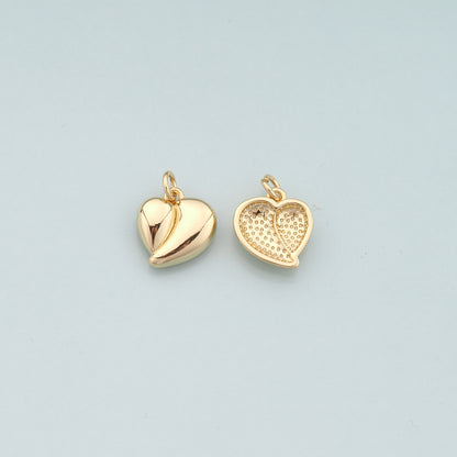Gold Heart Charms,18K Gold Filled Heart Pendant,Dainty Heart Charm Bracelet Necklace for DIY Jewelry Making Supply