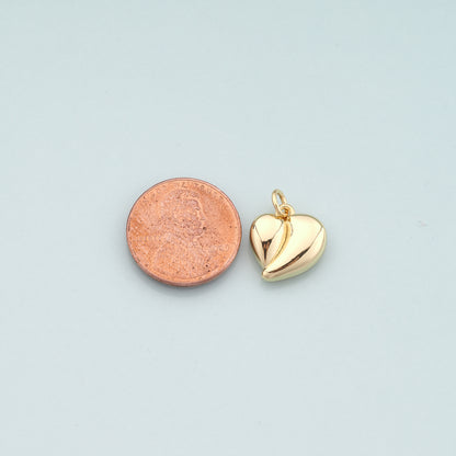 Gold Heart Charms,18K Gold Filled Heart Pendant,Dainty Heart Charm Bracelet Necklace for DIY Jewelry Making Supply