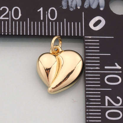 Gold Heart Charms,18K Gold Filled Heart Pendant,Dainty Heart Charm Bracelet Necklace for DIY Jewelry Making Supply
