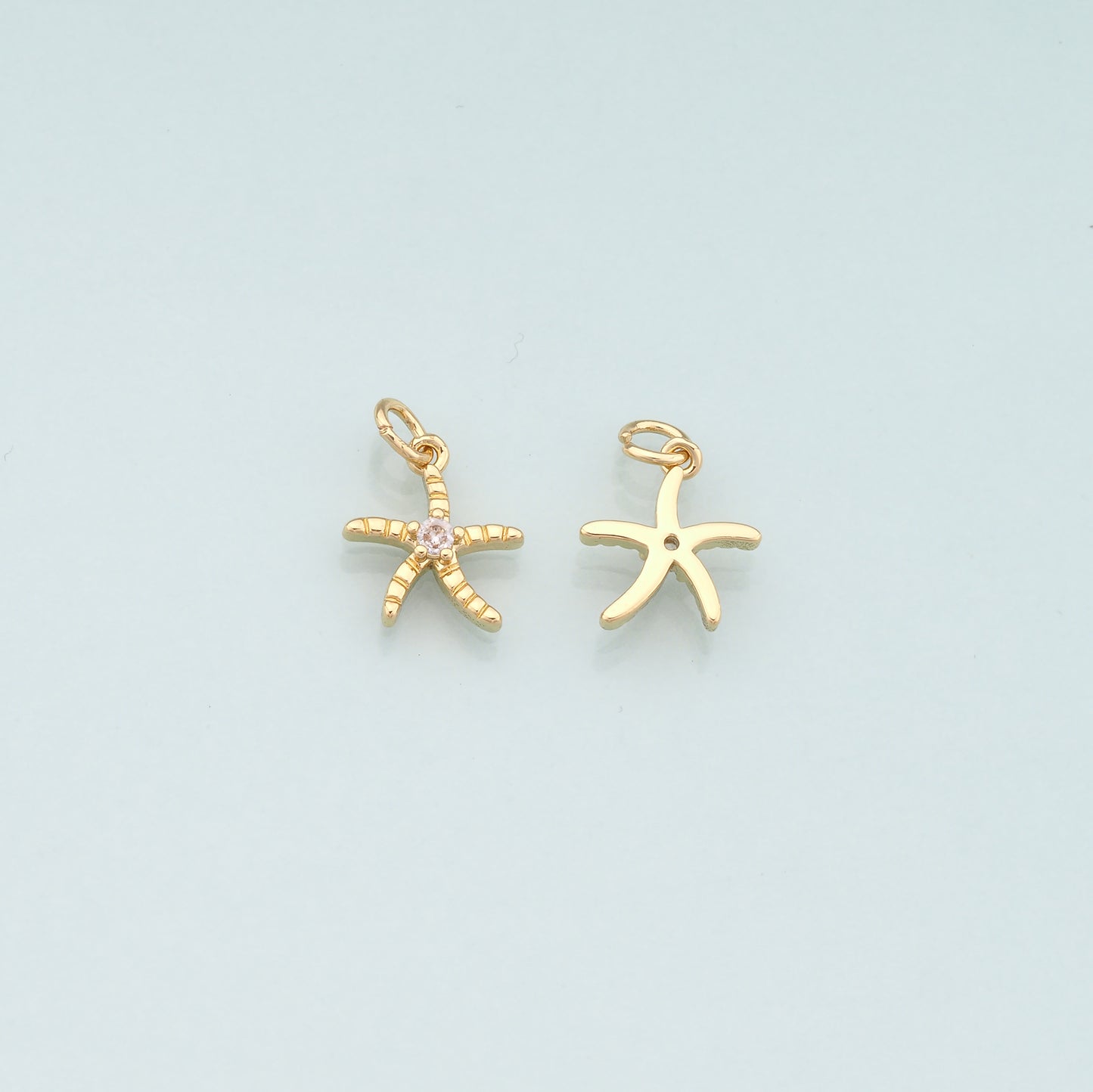 Gold Starfish Charms,18K Gold Filled Sea Star Pendant,CZ Micro Pave Starfish Charm Bracelet Necklace for DIY Jewelry Making Supply