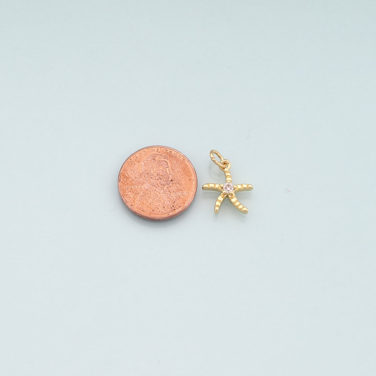 Gold Starfish Charms,18K Gold Filled Sea Star Pendant,CZ Micro Pave Starfish Charm Bracelet Necklace for DIY Jewelry Making Supply