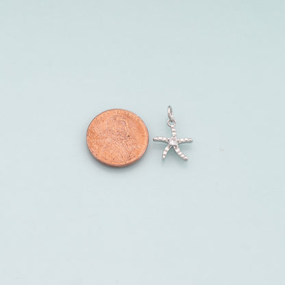 Gold Starfish Charms,18K Gold Filled Sea Star Pendant,CZ Micro Pave Starfish Charm Bracelet Necklace for DIY Jewelry Making Supply
